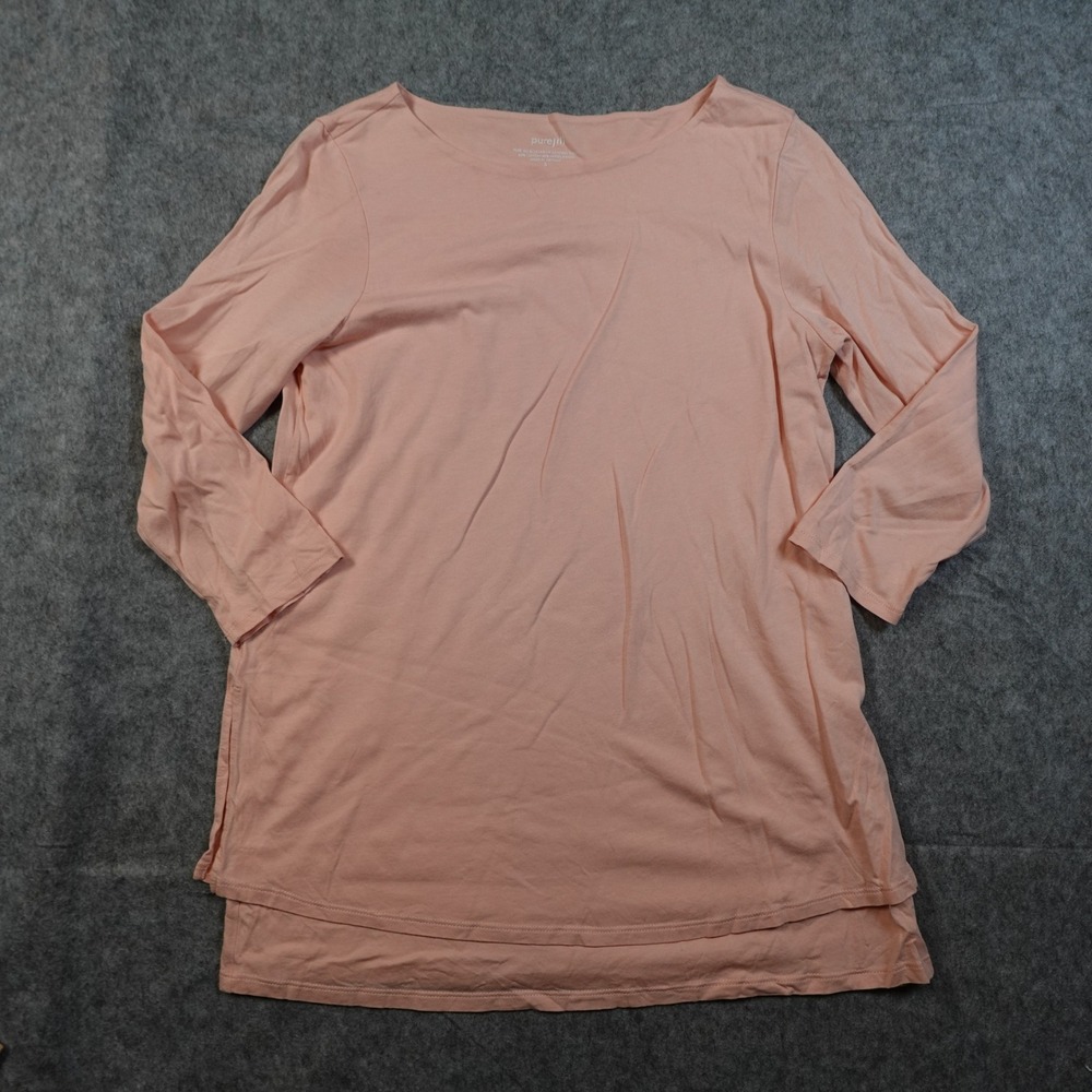 J Jill Top Womens Small PureJill Boat Neck Layered Tunic Pink Knit